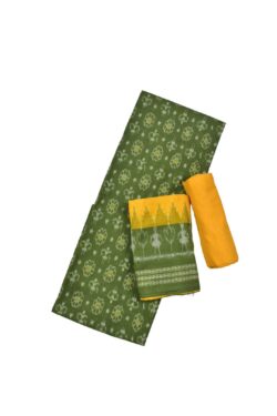 Mahendi Colour Tribal Design Sambalpuri Handloom Cotton Dress Material