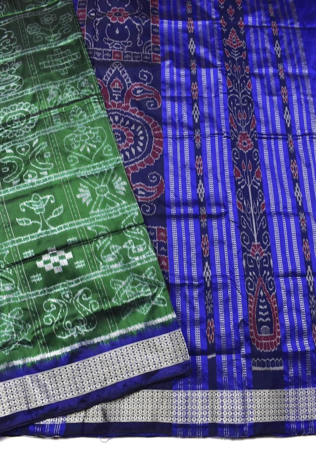 Green Colour Nabakothi Design Sambalpuri Handloom Bandha Silk Saree - Image 3