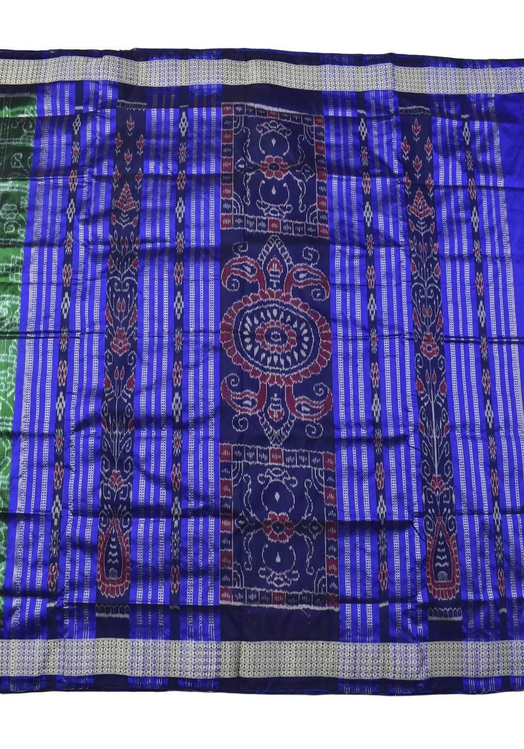 Green Colour Nabakothi Design Sambalpuri Handloom Bandha Silk Saree - Image 2