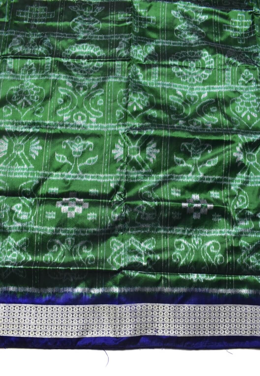 Green Colour Nabakothi Design Sambalpuri Handloom Bandha Silk Saree - Image 4