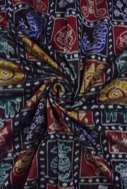 Black Colour Nabakothi Design Sambalpuri Handloom Cotton Fabrics