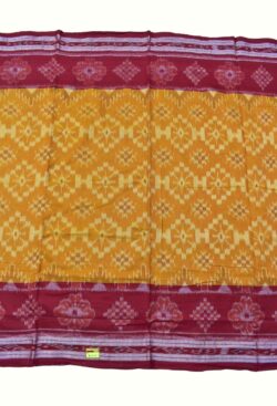 Yellow-Red Combination Sambalpuri Handloom Mania Bandha Cotton Saree