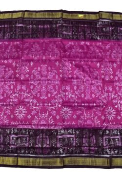 Rani-Coffe Combination Sambalpuri Handloom Half Tissue Silk Saree