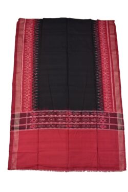 Black-Red Combination Sambalpuri Handloom Cotton Dupatta