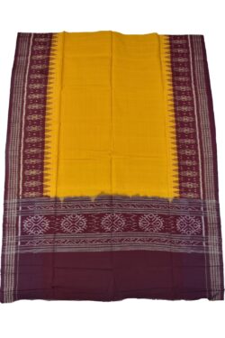 Yellow-Maroon Combination Sambalpuri Handloom Cotton Dupatta