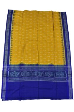 Yellow-Blue Combination Sambalpuri Handloom Cotton Dupatta