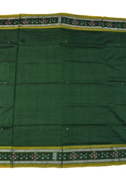 Bottle Green Colour Sambalpuri Handloom Cotton Saree