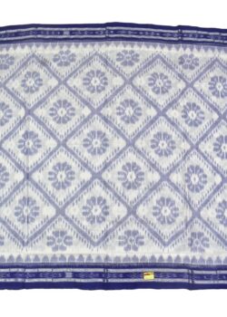 White-Blue Sambalpuri Handloom Mania Bandha Cotton Saree