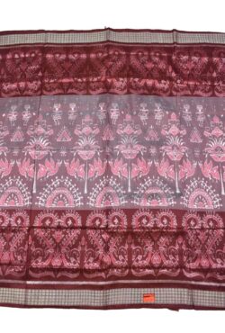 Pitch-Rust Combination Sambalpuri Handloom Bandha Silk Saree