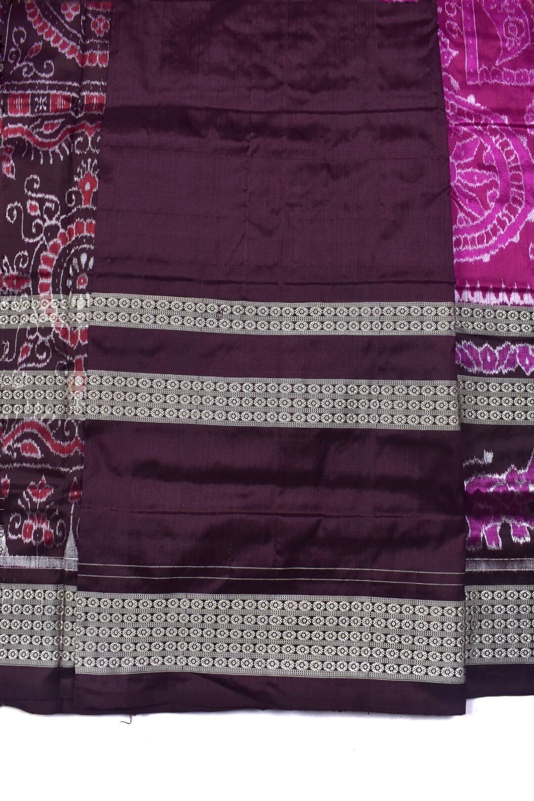 Rani Combination Sambalpuri Handloom Bandha Silk Saree - Image 5