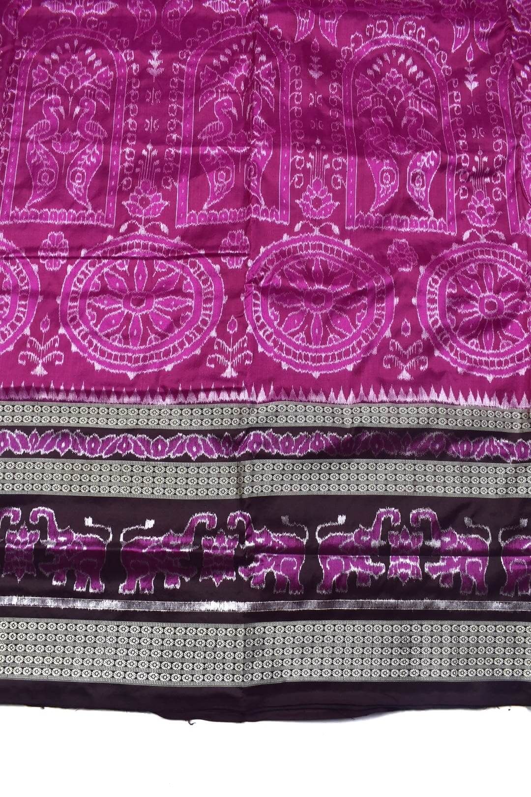 Rani Combination Sambalpuri Handloom Bandha Silk Saree - Image 4