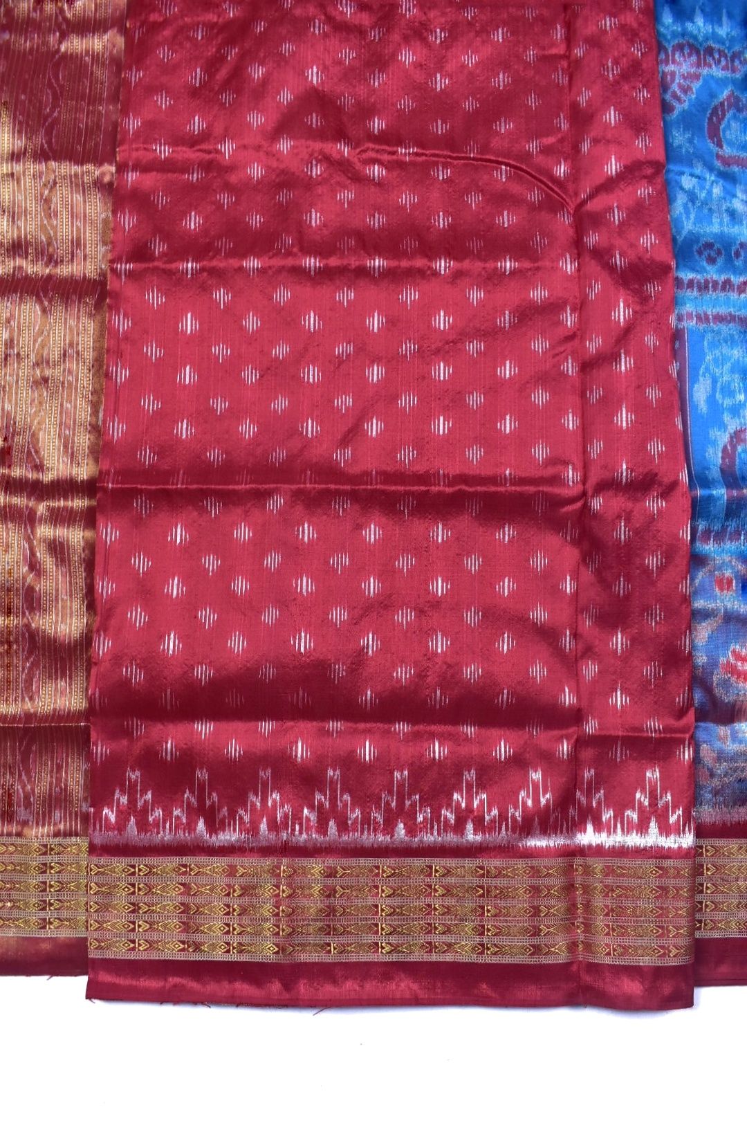 Rama Green Colour Sambalpuri Handloom Half Tissue Silk Saree - Image 5