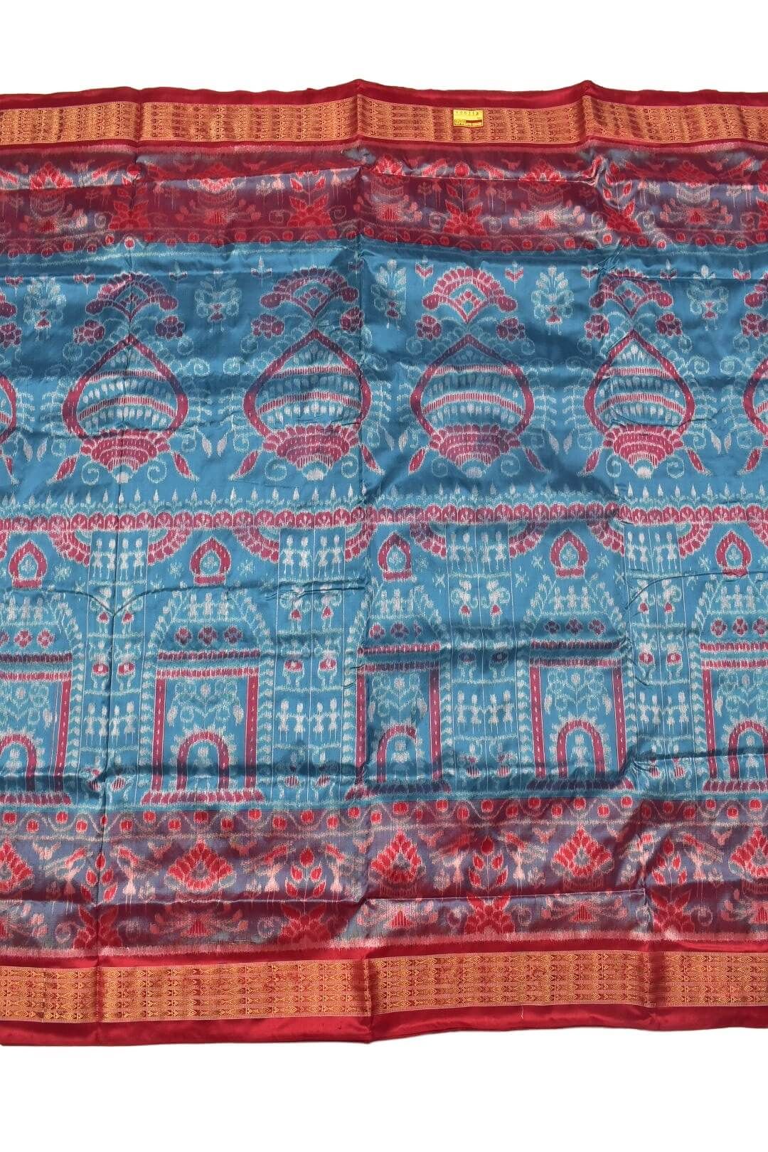 Rama Green Colour Sambalpuri Handloom Half Tissue Silk Saree