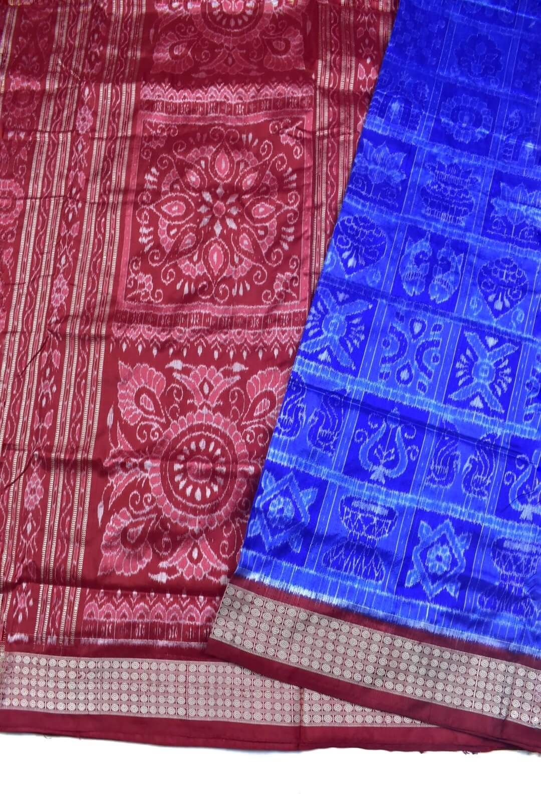 Blue Colour Nabakothi Design Sambalpuri Handloom Bandha Silk Saree - Image 3