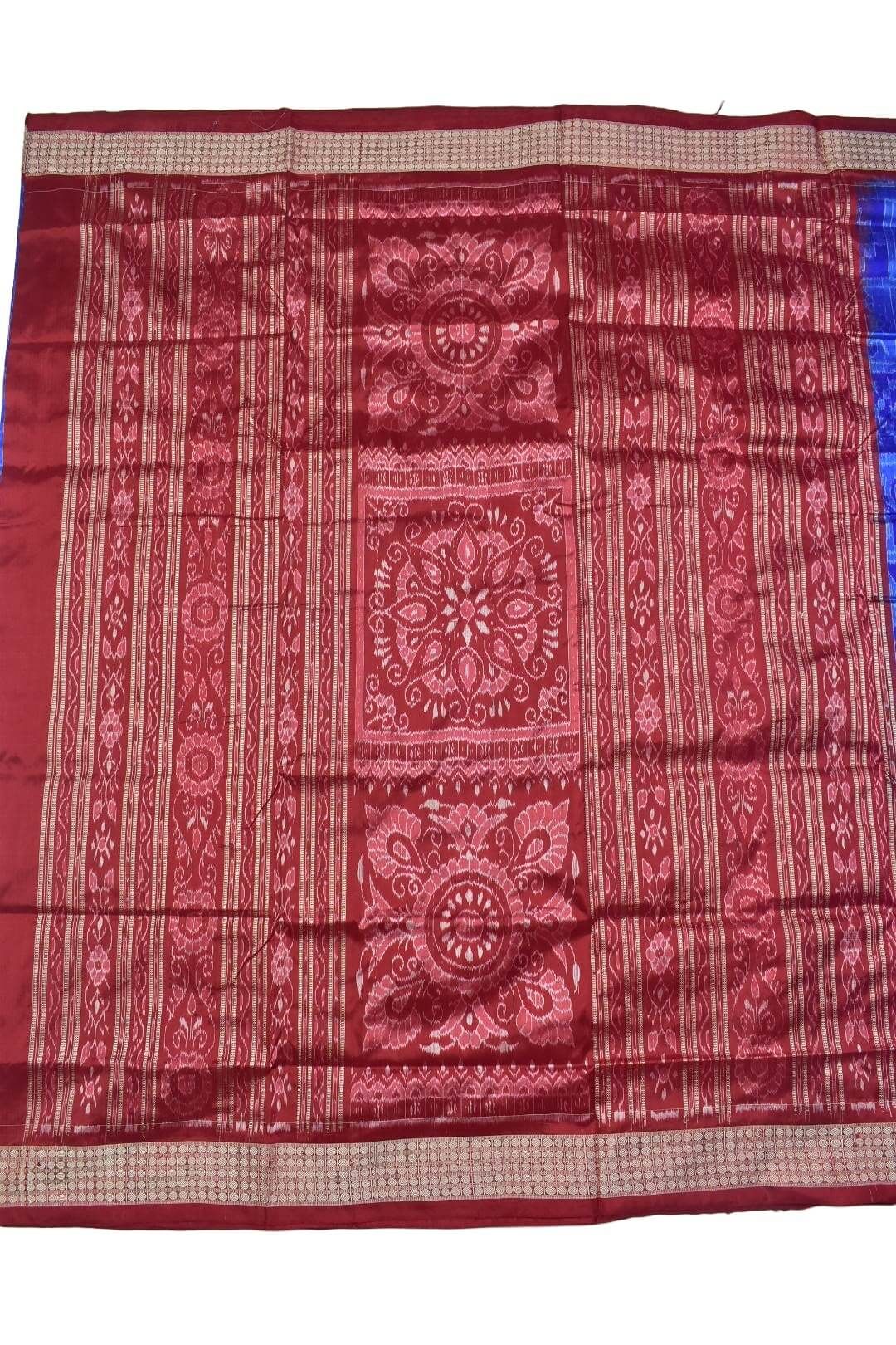 Blue Colour Nabakothi Design Sambalpuri Handloom Bandha Silk Saree - Image 2