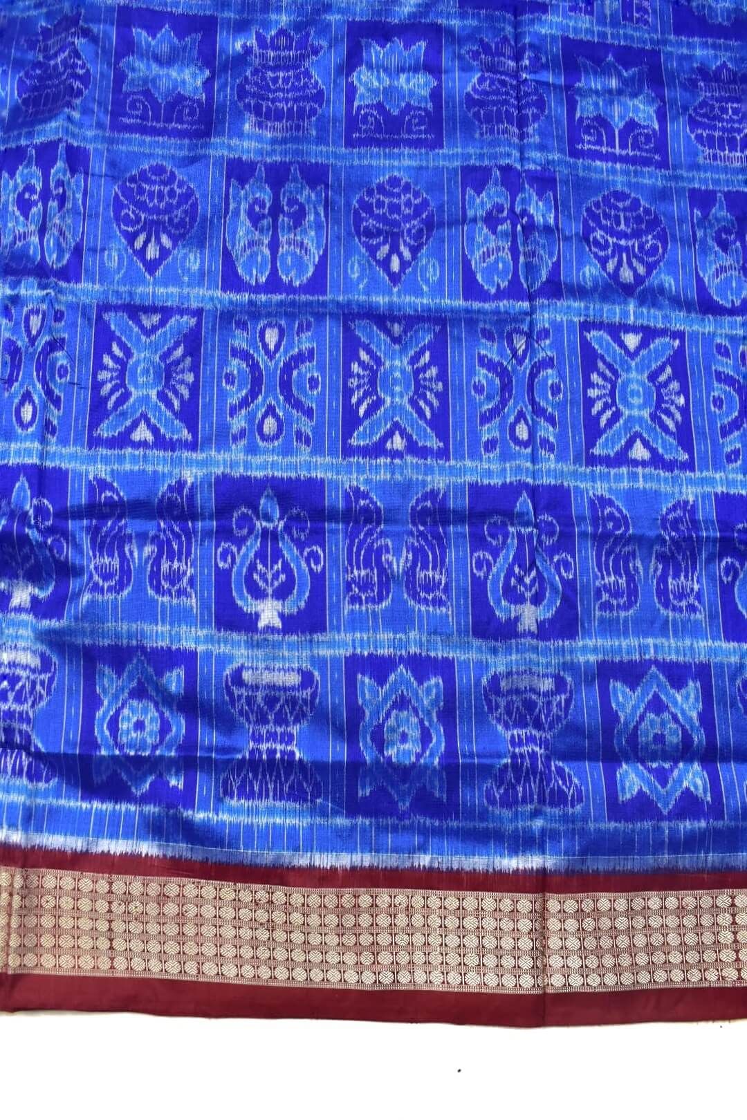 Blue Colour Nabakothi Design Sambalpuri Handloom Bandha Silk Saree - Image 4