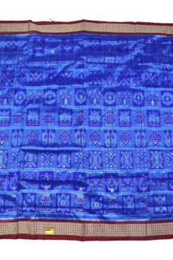 Blue Colour Nabakothi Design Sambalpuri Handloom Bandha Silk Saree