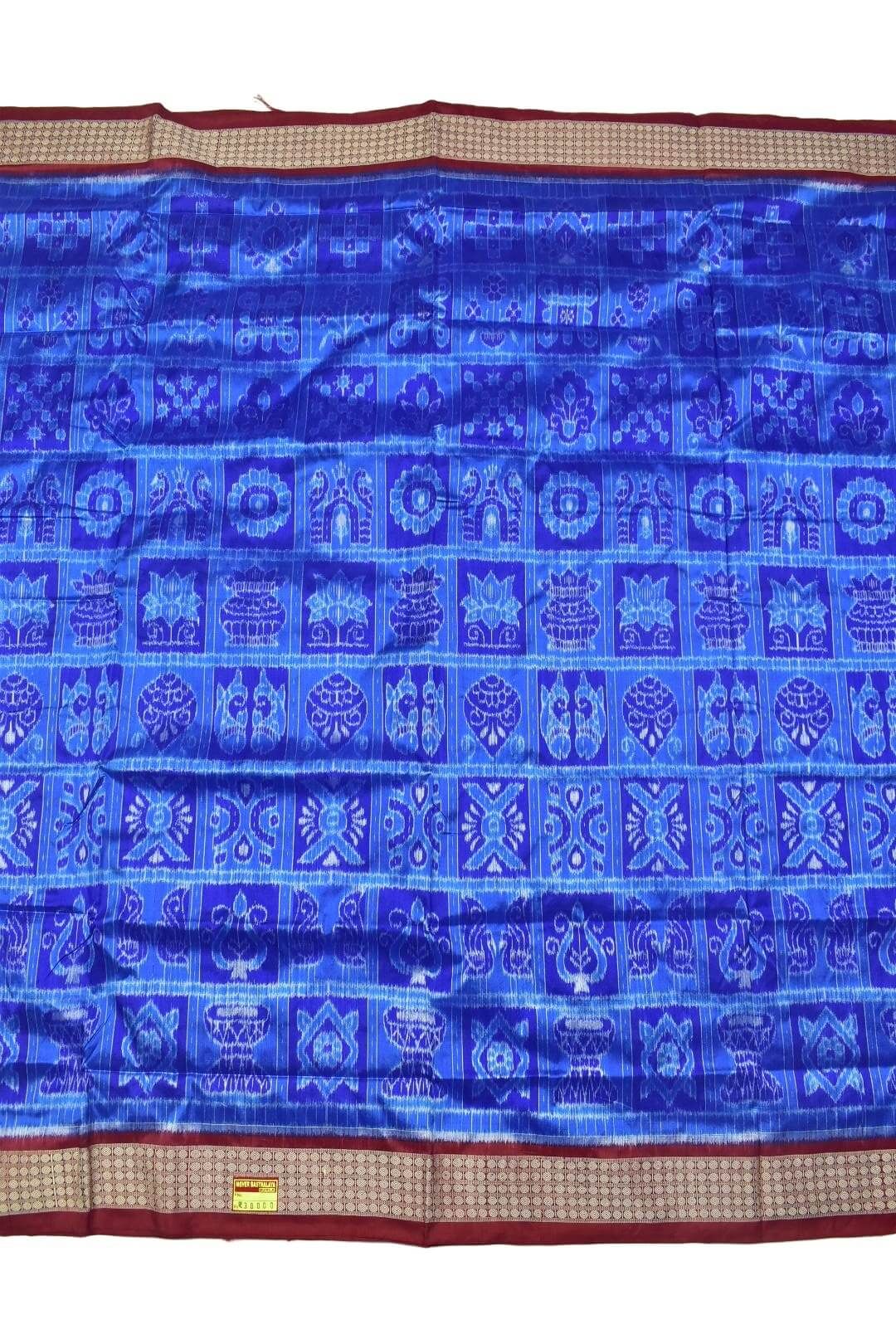 Blue Colour Nabakothi Design Sambalpuri Handloom Bandha Silk Saree
