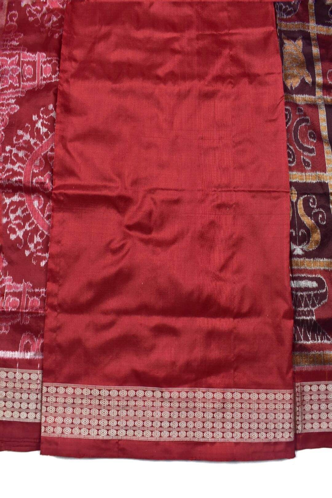 Coffe-Maroon Nabakothi Design Sambalpuri Handloom Bandha Silk Saree - Image 5