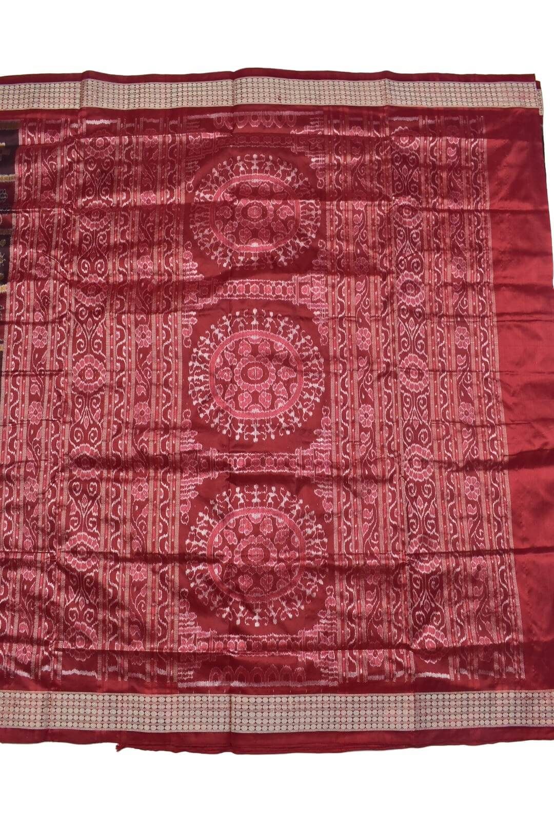 Coffe-Maroon Nabakothi Design Sambalpuri Handloom Bandha Silk Saree - Image 2