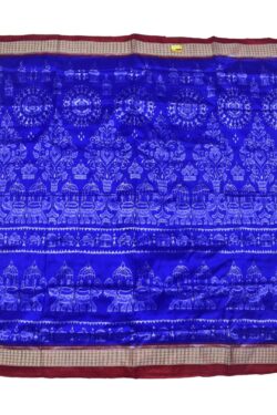 Blue Colour Elephant Design Sambalpuri Handloom Bandha Silk Saree