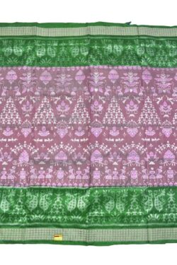 Pitch-Green Combination Sambalpuri Handloom Bandha Silk Saree