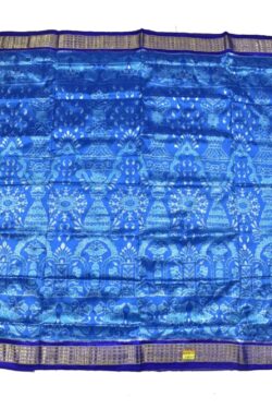 Sky Blue Colour Sambalpuri Handloom Half Tissue Silk Saree