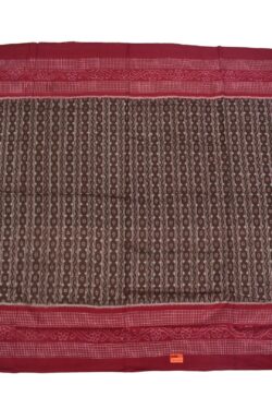 Brown Colour Plane Border Sambalpuri Handloom Cotton Saree