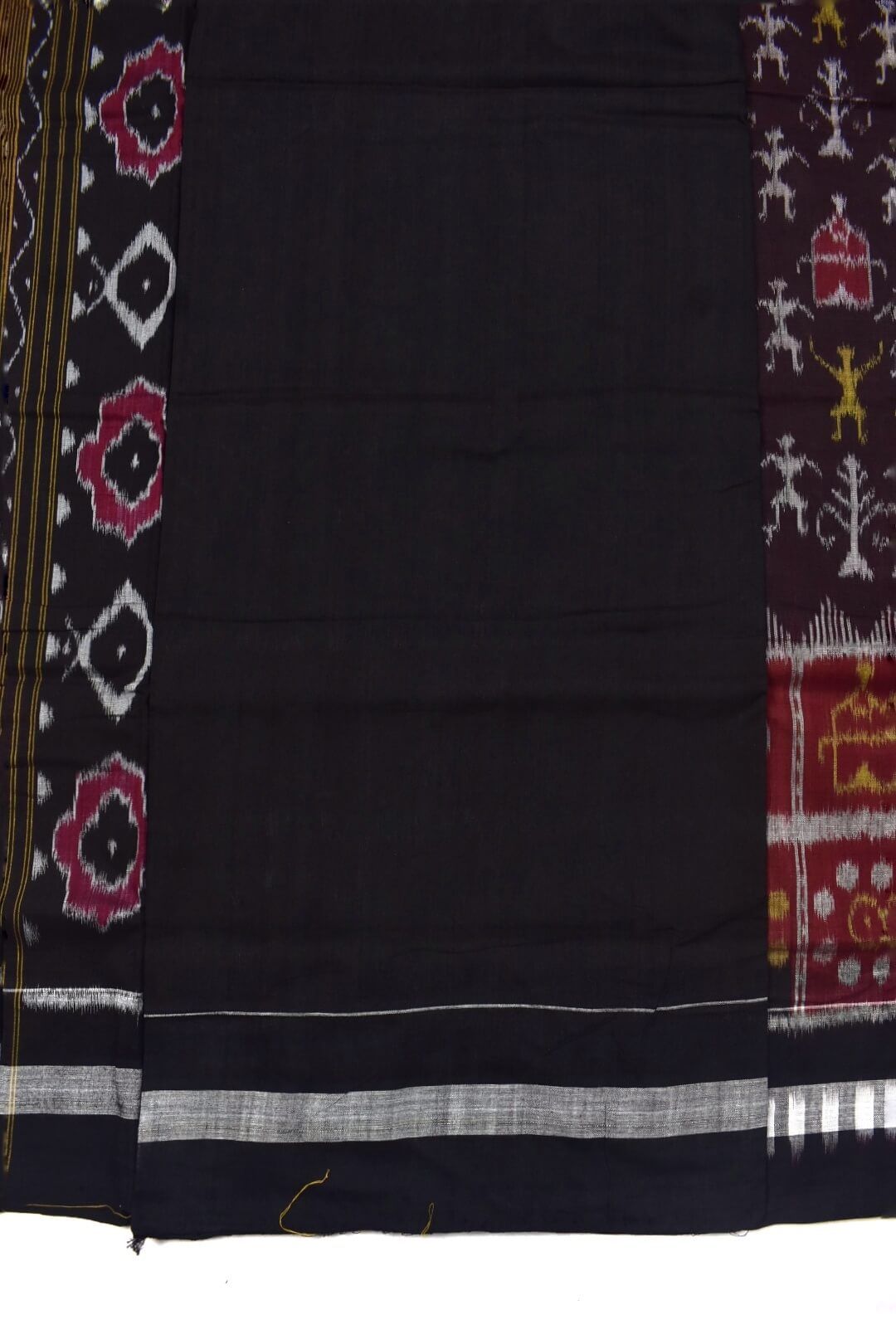 Coffe Colour Tribal Design Plane Border Sambalpuri Handloom Cotton Saree - Image 5