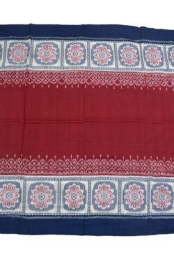 Red Colour Plane Border Sambalpuri Handloom Cotton Saree