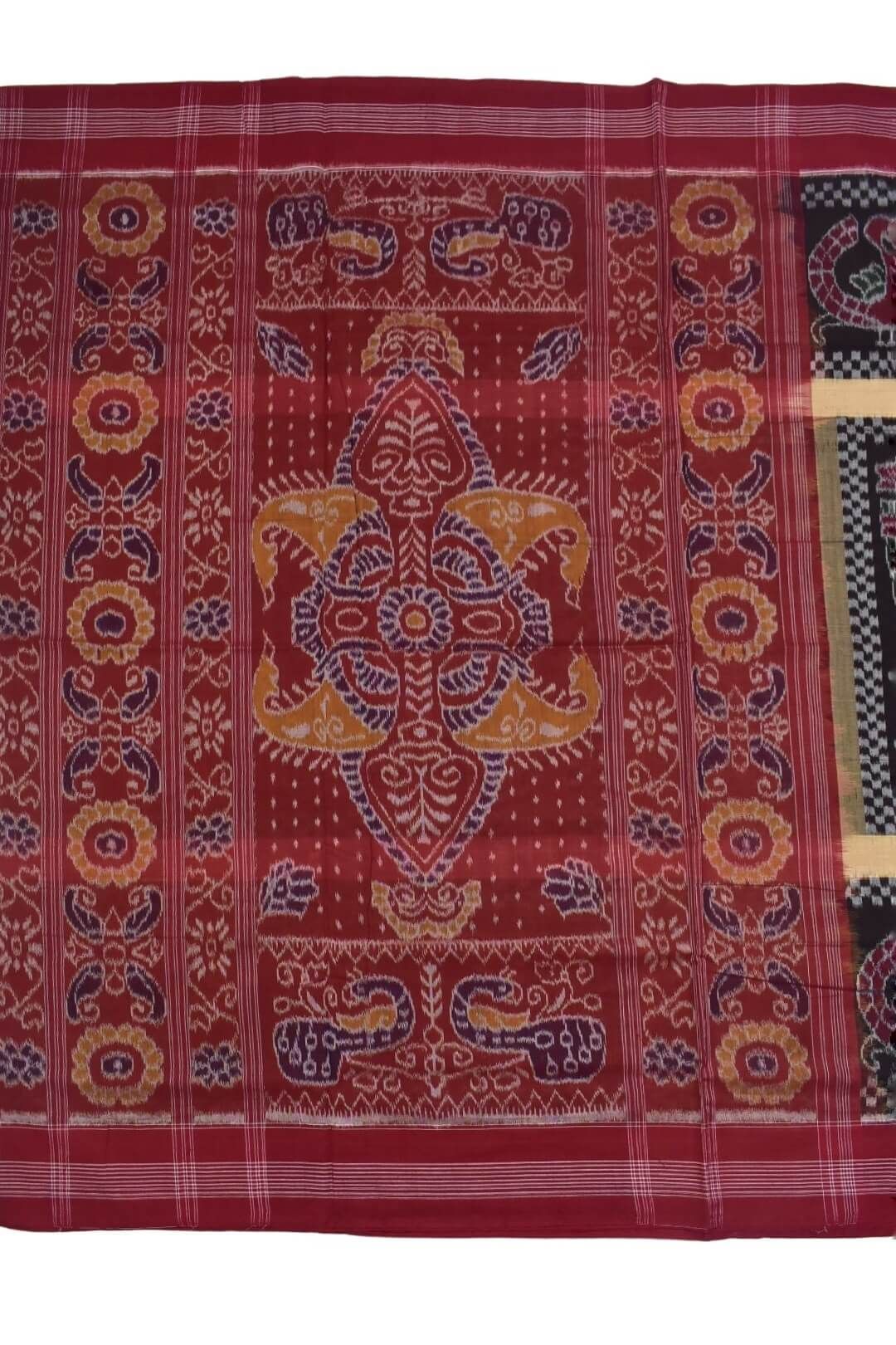 Coffe Colour Sambalpuri Handloom Cotton Saree - Image 2