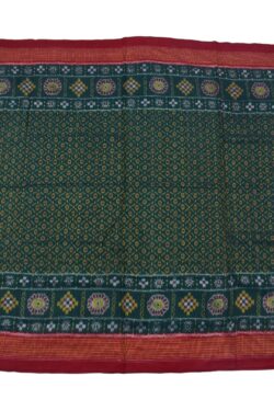 Green Colour Plane Border Sambalpuri Handloom Bandha Cotton Saree
