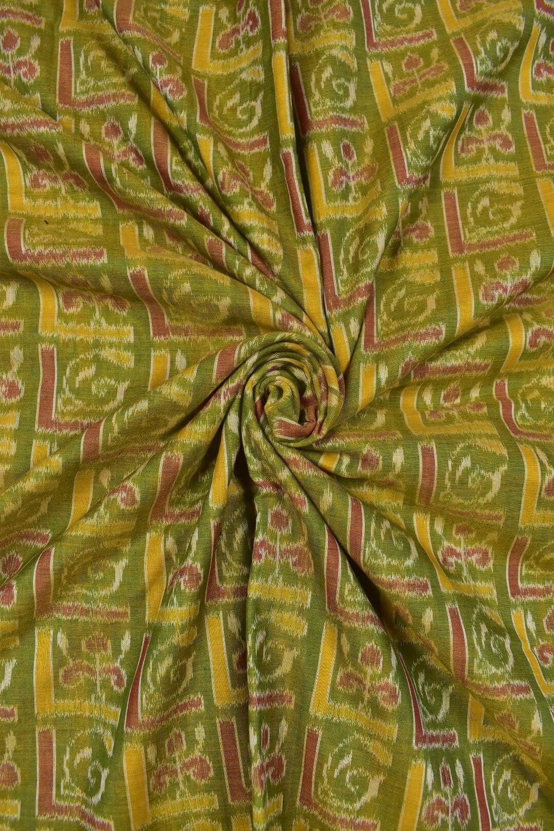 Mustard yellow Colour Sambalpuri Handloom Cotton Fabrics