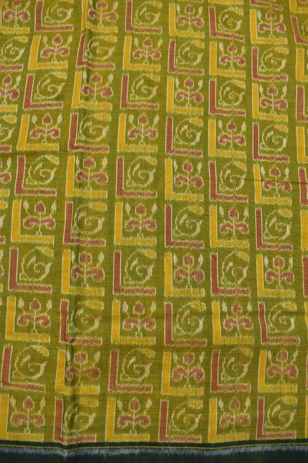 Mustard yellow Colour Sambalpuri Handloom Cotton Fabrics - Image 2