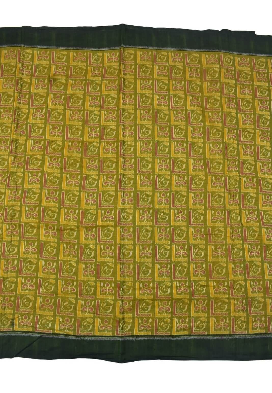 Mustard yellow Colour Sambalpuri Handloom Cotton Fabrics - Image 3