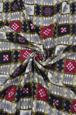 Black-Red Colour Pasapali Design Sambalpuri Handloom Cotton Fabrics