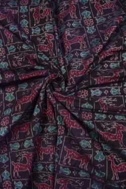 Coffe Colour Deer Design Sambalpuri Handloom Cotton Fabrics