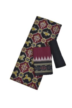 Black-Maroon Combination Sambalpuri Handloom Cotton Dress Material