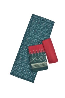 Green Colour Sambalpuri Handloom Cotton Dress Material