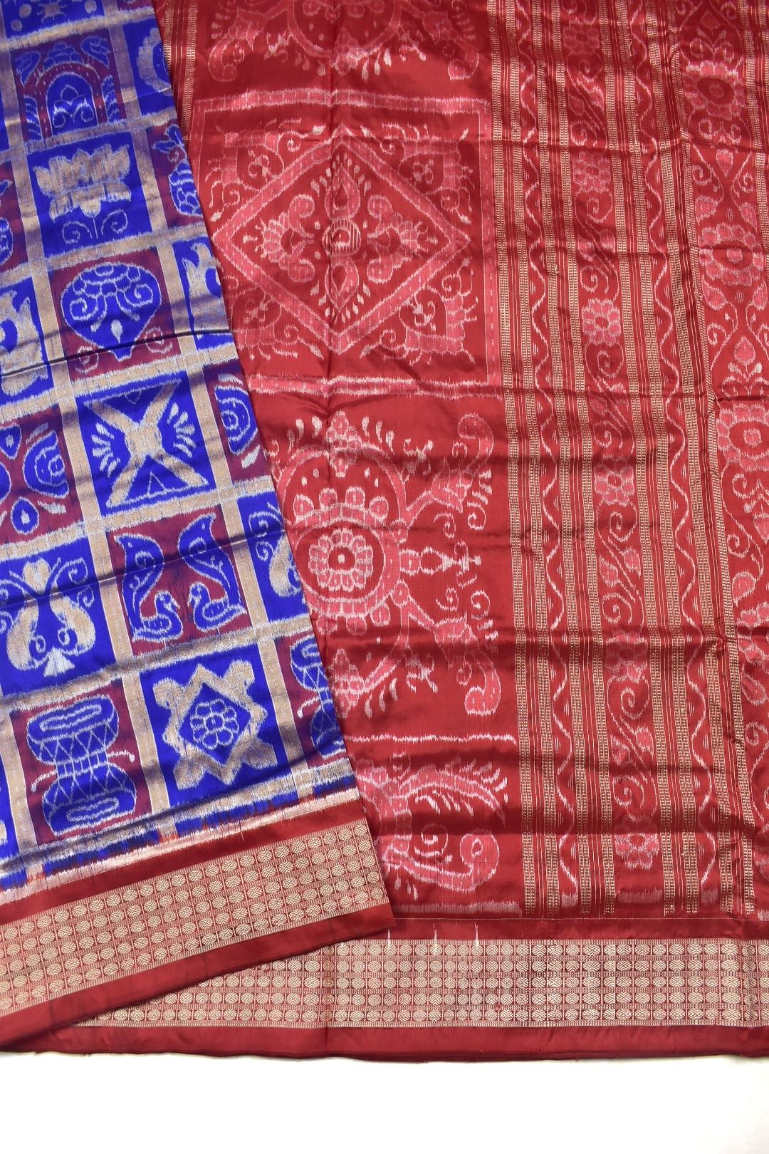 Blue Colour Nabakothi Design Sambalpuri Handloom Bandha Silk Saree - Image 2