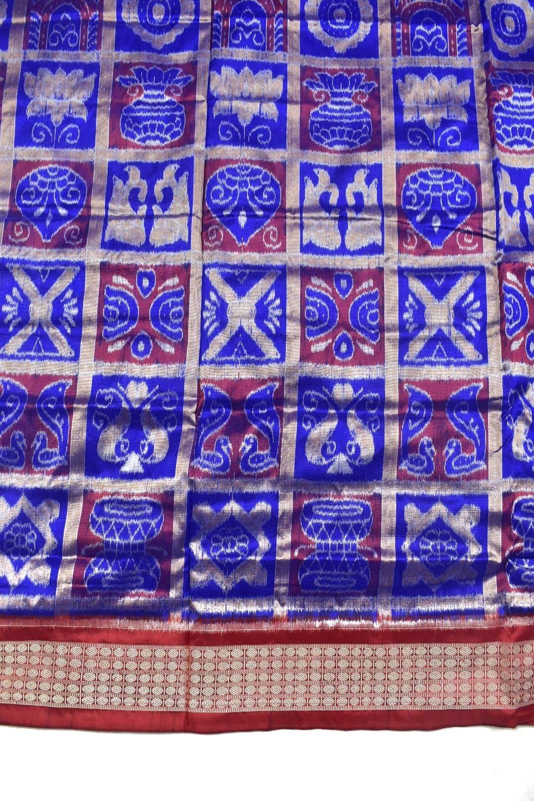 Blue Colour Nabakothi Design Sambalpuri Handloom Bandha Silk Saree - Image 4