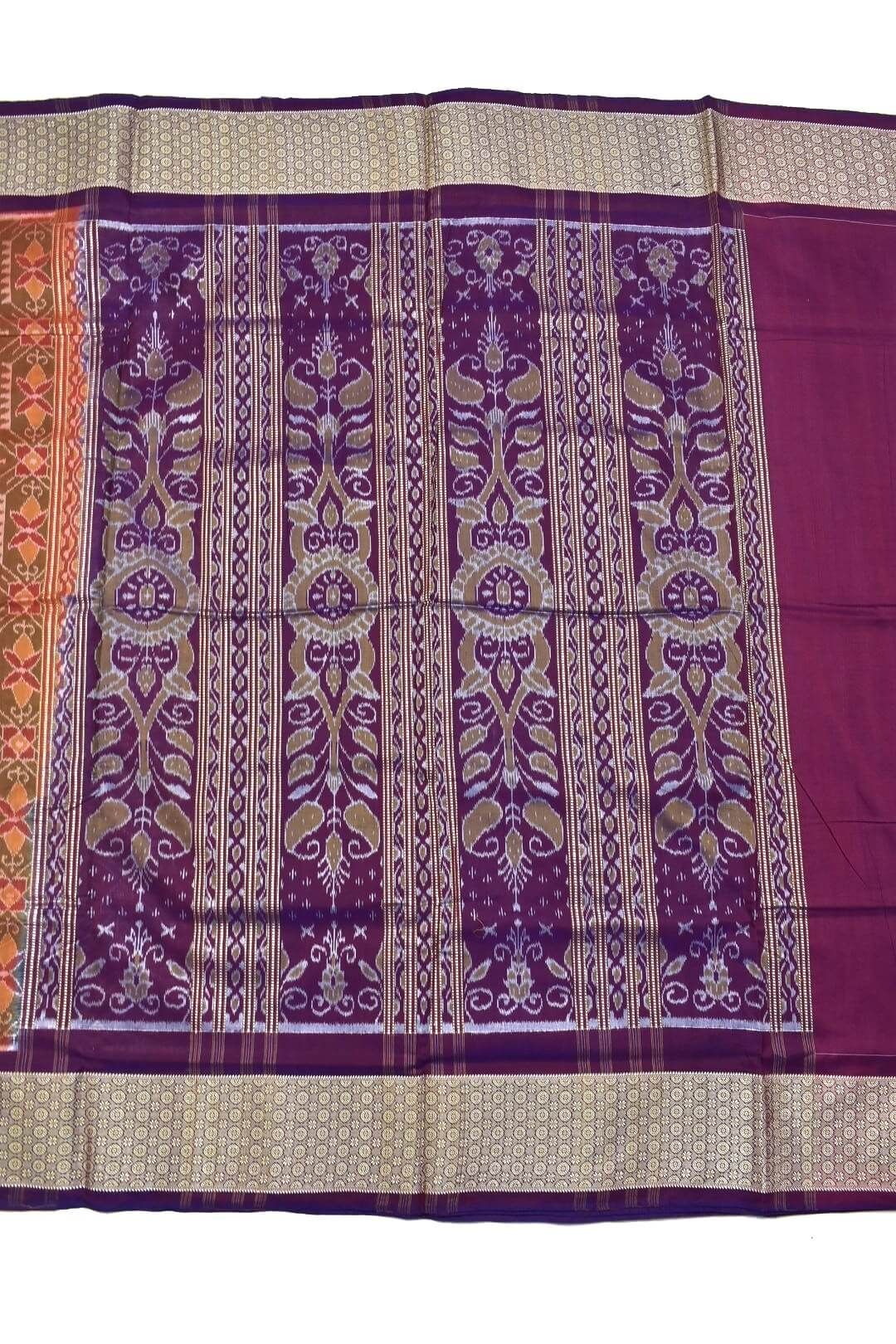 Rust Colour Sambalpuri Handloom Cotton Saree - Image 2