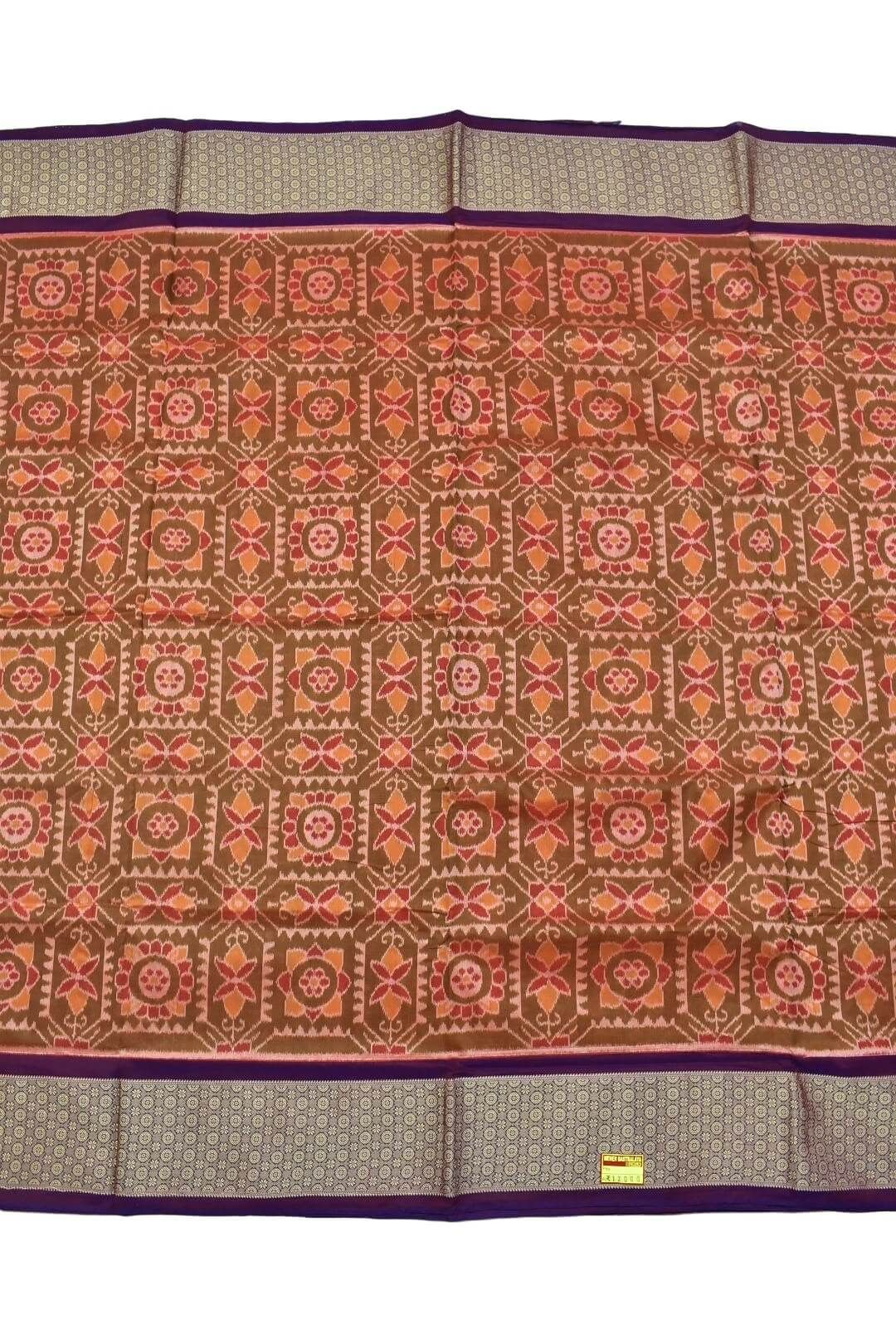 Rust Colour Sambalpuri Handloom Cotton Saree
