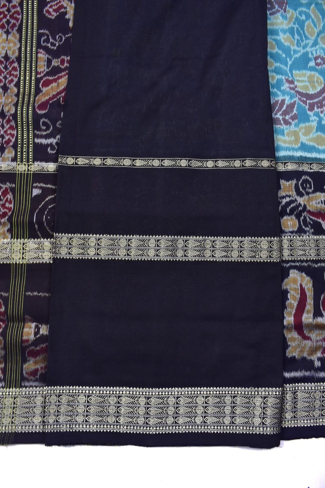 Rama Green Colour Nartaki Design Sambalpuri Handloom Cotton Saree - Image 5