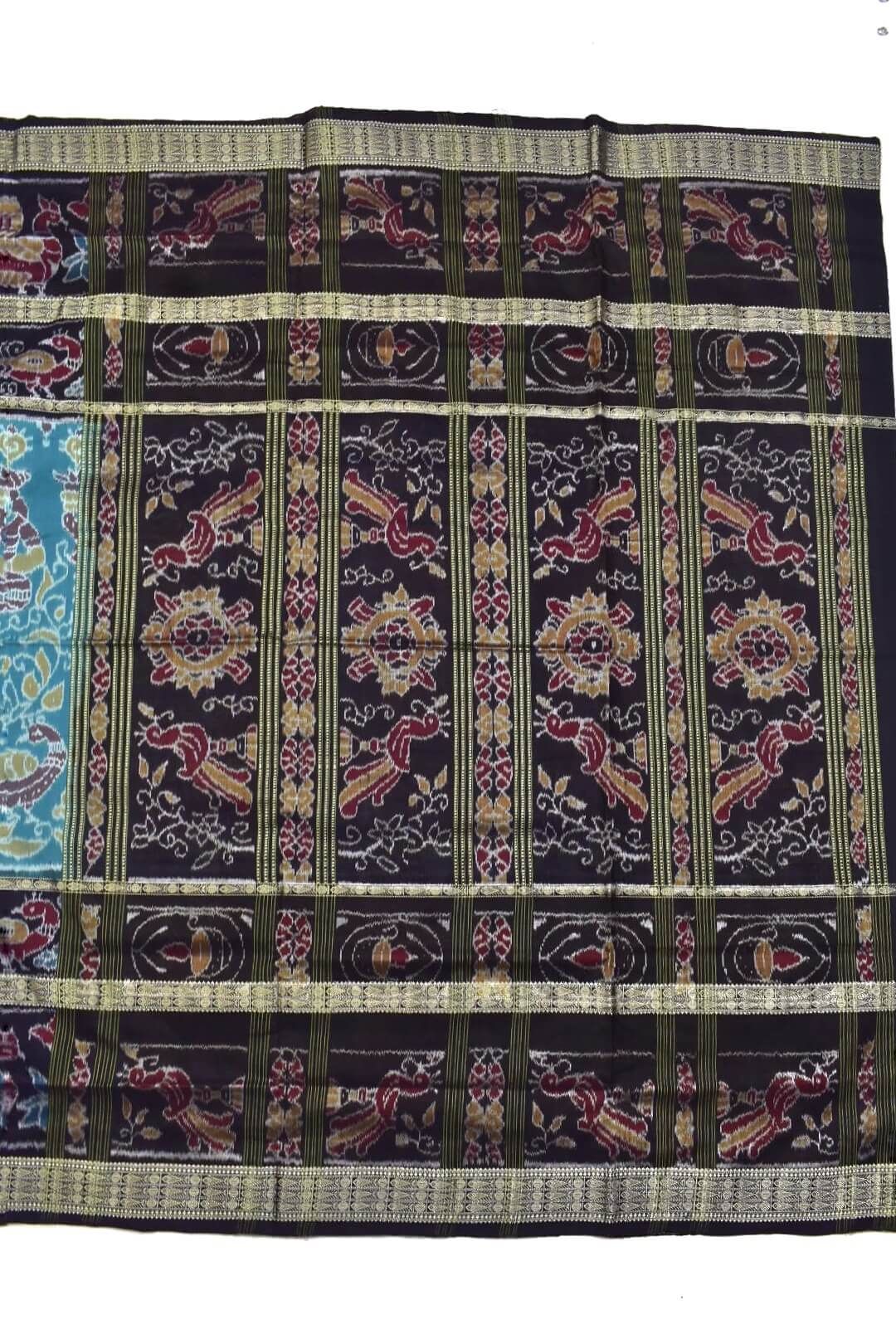 Rama Green Colour Nartaki Design Sambalpuri Handloom Cotton Saree - Image 2