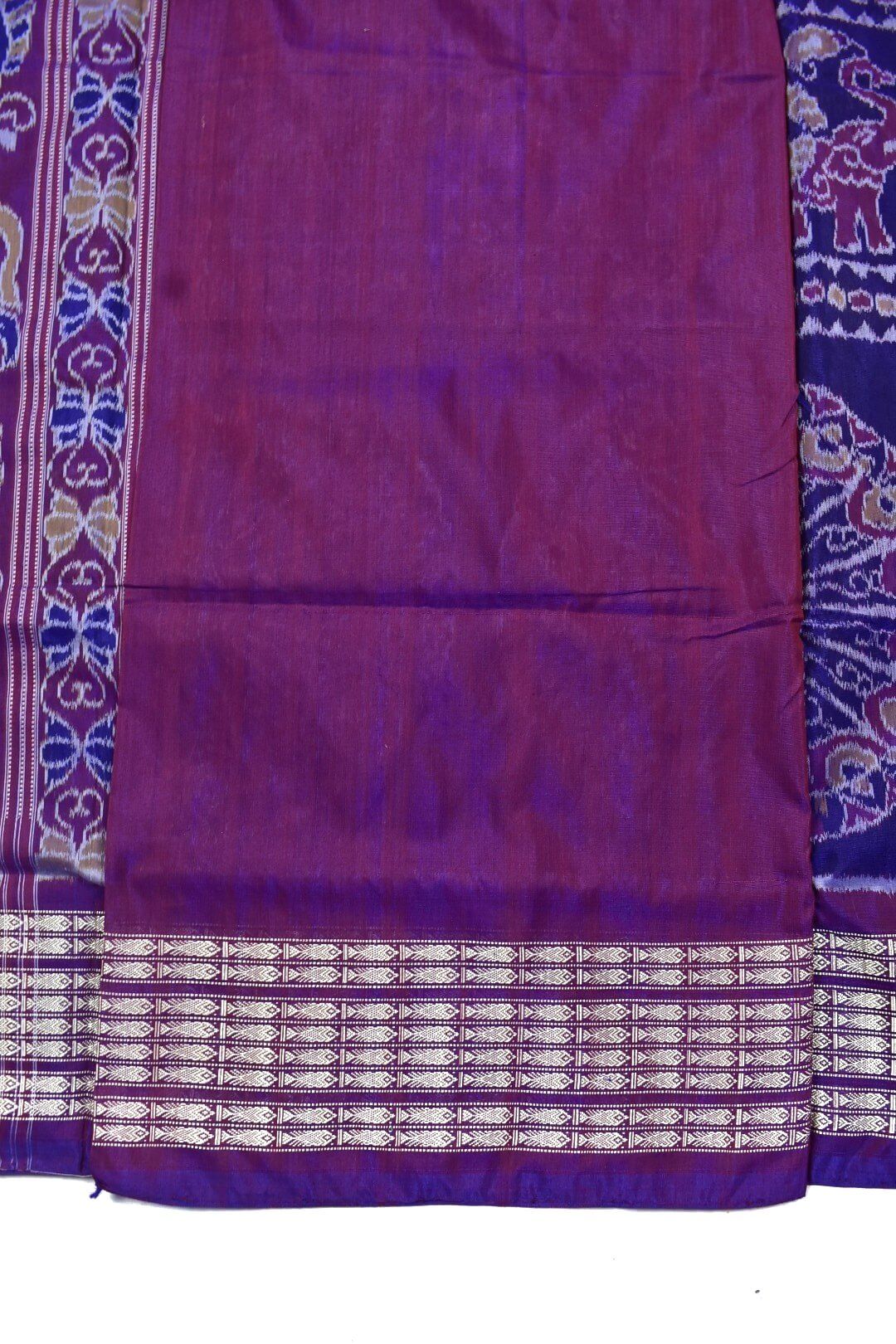 Navy Blue Colour Sambalpuri Handloom Cotton/Silk Mix Saree - Image 5