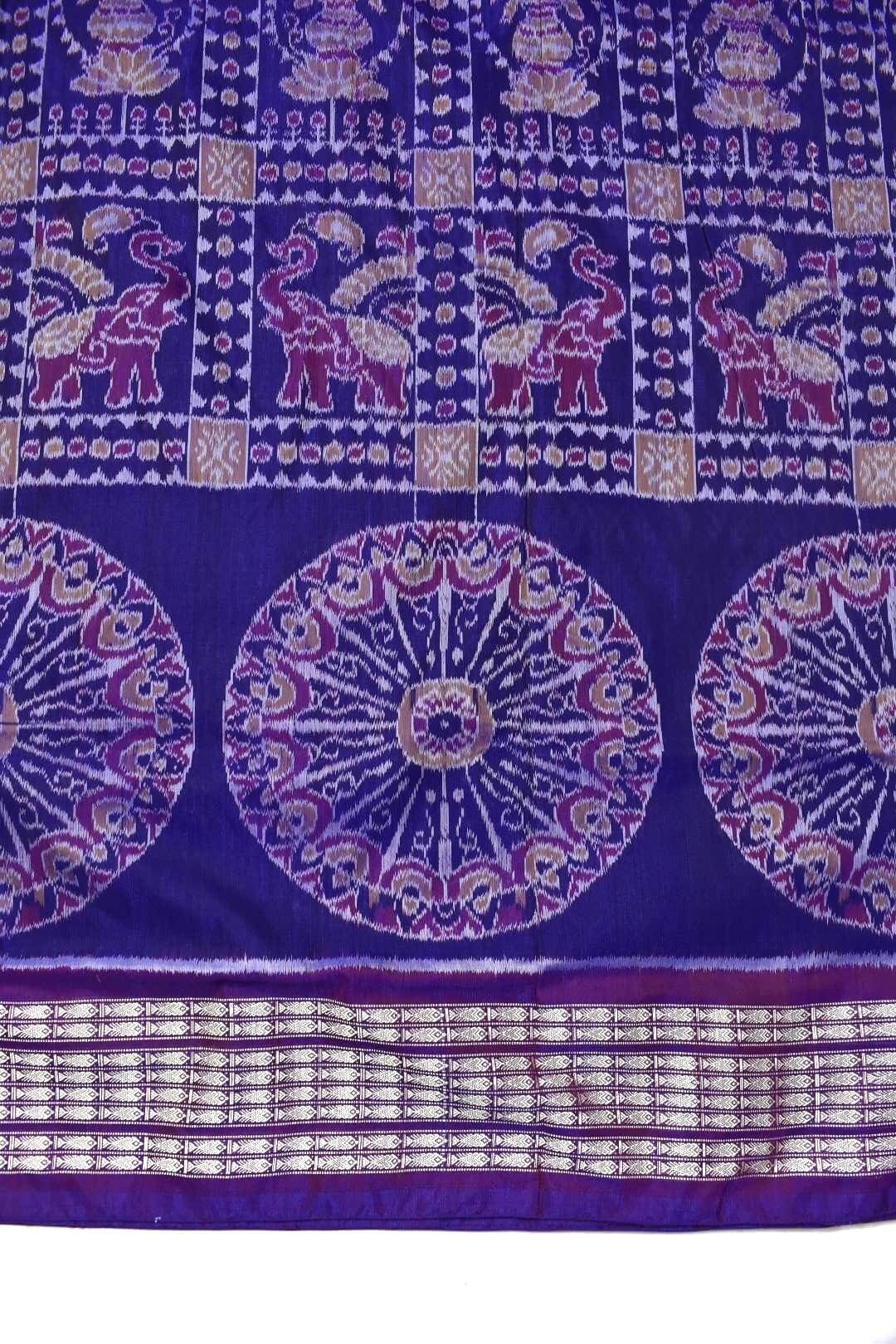 Navy Blue Colour Sambalpuri Handloom Cotton/Silk Mix Saree - Image 4