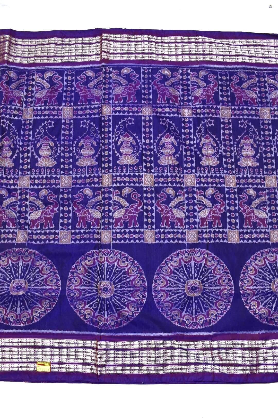 Navy Blue Colour Sambalpuri Handloom Cotton/Silk Mix Saree
