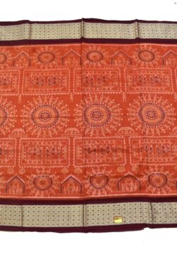 Orange Colour Sambalpuri Handloom Cotton Saree