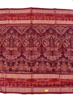 Maroon Colour Double Border Sambalpuri Handloom Cotton Saree